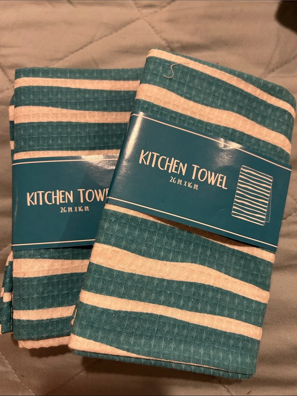 Teal Kitchen Towel & Tool Set with Bamboo Lid Caddy